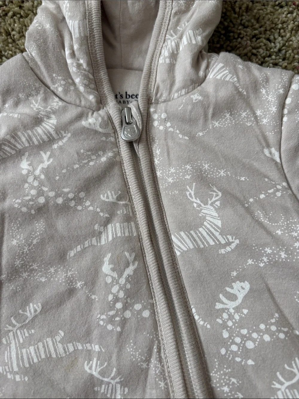 Burt's Bees Baby Organic Quilted Hooded Bunting Pram Tan White Deer 3-6M